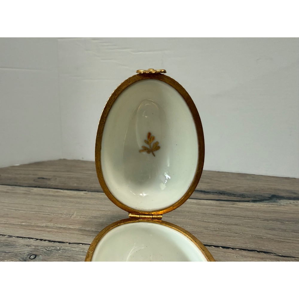 Tiffany & Co Limoges France Hand Painted Porcelain Egg Trinket Floral Dragonfly - Picture 8 of 11